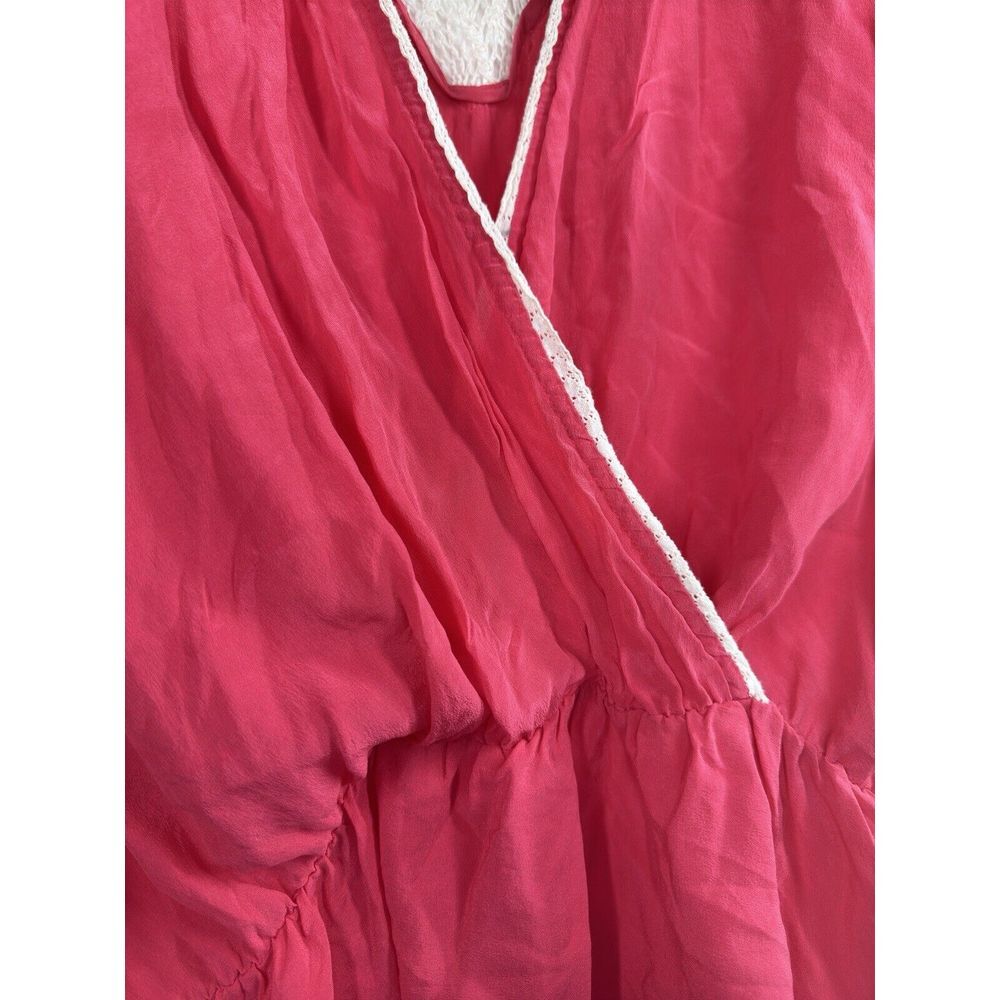 Petticoat Alley 100% Silk Short Sleeve Top Blouse Size Large Pink - Picture 5 of 9